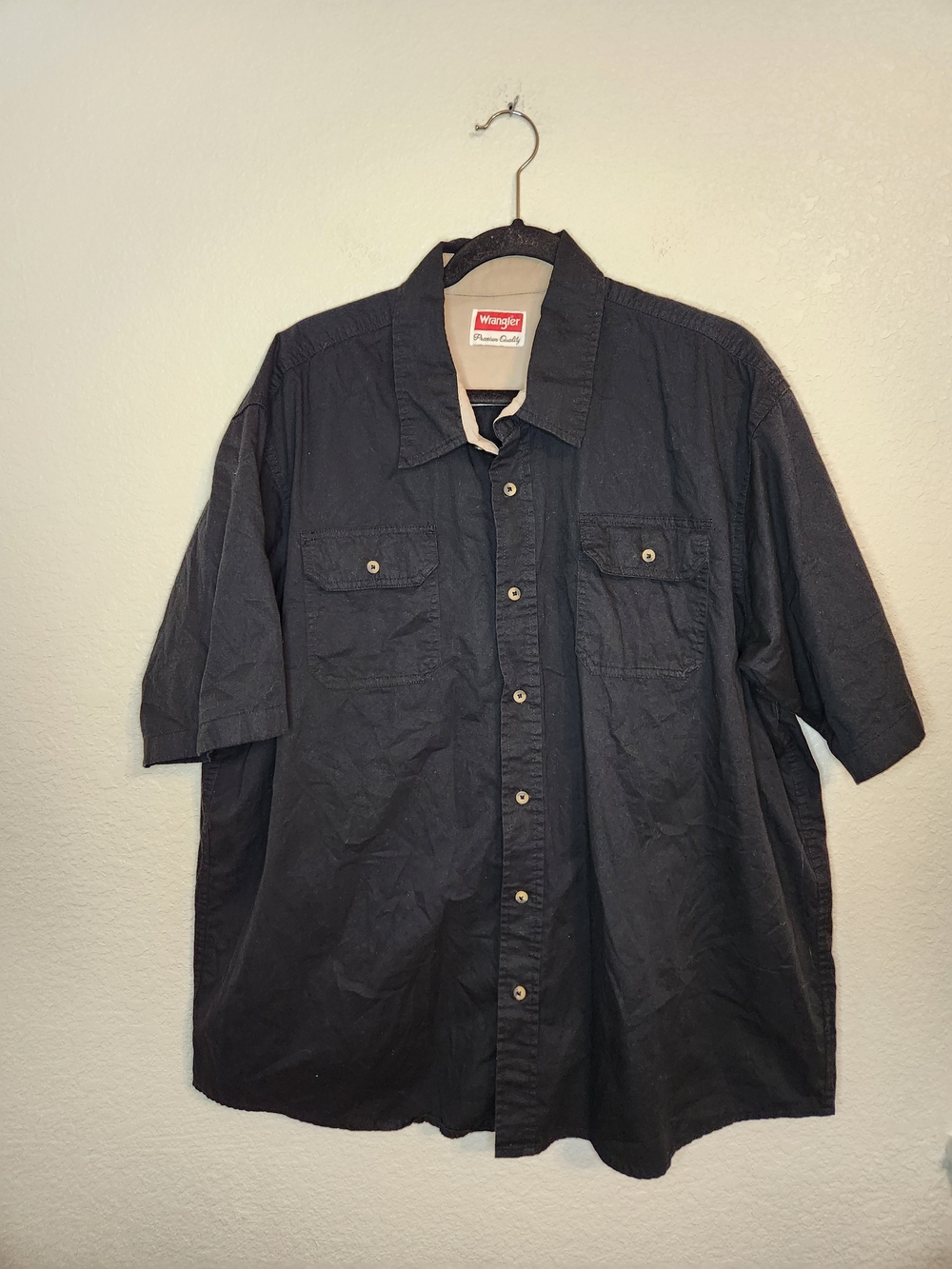 Wrangler Black Short Sleeve Button-Up Work Shirt men's 2xl